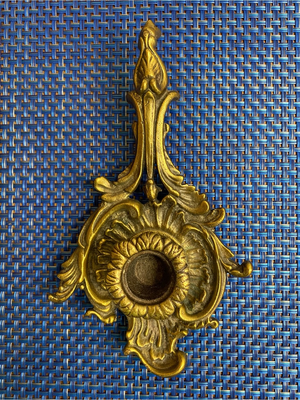 Vintage Antique-Style single candle holder brass or gilded bronze